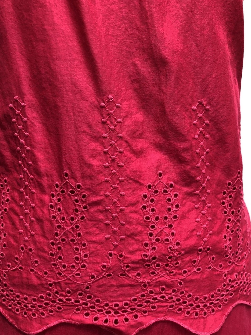 LOT OF 2: Banana Republic Eyelet Top & RUFFLED TIERED SKIRT COTTON HOT PINK MED - Picture 3 of 13